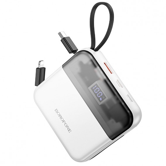 Портативний ЗП Power Bank BOROFONE BJ64 Distinct 22.5W+PD20W with cable 10000 mAh White