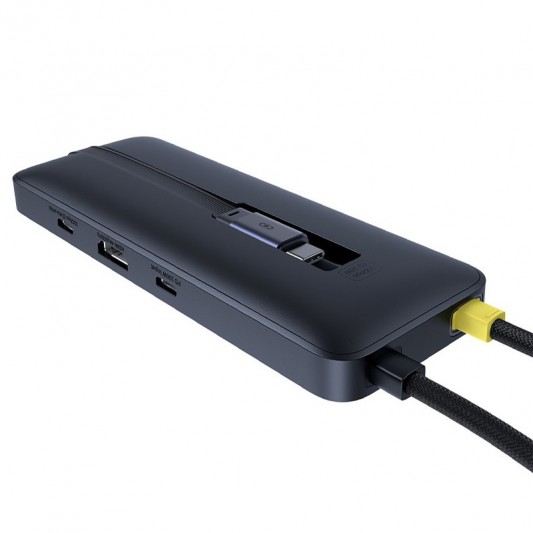 Переходник HUB Baseus OS Dual Fast Charging 6in1 (Type-C to HDMI4K@60Hz+2xUSB-A+3xUSB-C) (B0007090) Cosmic Black - изображение 1