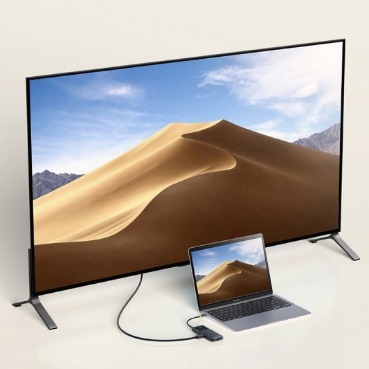 Переходник HUB Baseus OS Dual Fast Charging 6in1 (Type-C to HDMI4K@60Hz+2xUSB-A+3xUSB-C) (B0007090) Cosmic Black - изображение 3