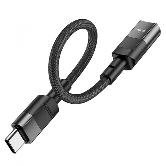Переходник Hoco U107 Type-C male to Lightning female (0.1m) Black - изображение 1