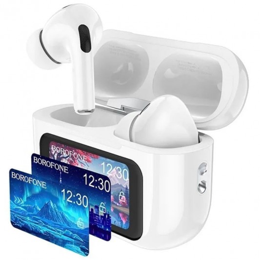 Бездротові TWS навушники BOROFONE BW76 Brocade with Touch Screen and ANC White - зображення 1 