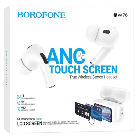 Бездротові TWS навушники BOROFONE BW76 Brocade with Touch Screen and ANC White - зображення 5 