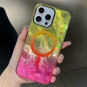 Чехол TPU Shiny Mountain MagFit для iPhone 16 Pro Max, Желтый/Розовый