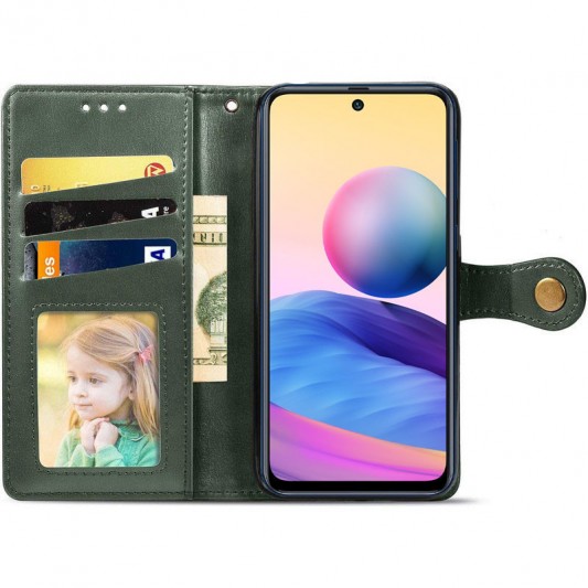 Шкіряний чохол-книжка GETMAN Gallant (PU) для Xiaomi Redmi 10C Зелений - зображення 1 
