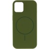 Чохол Silicone Case Full Protective (AA) NO LOGO with MagSafe для Apple iPhone 11 (6.1") Зелений / Dark Olive
