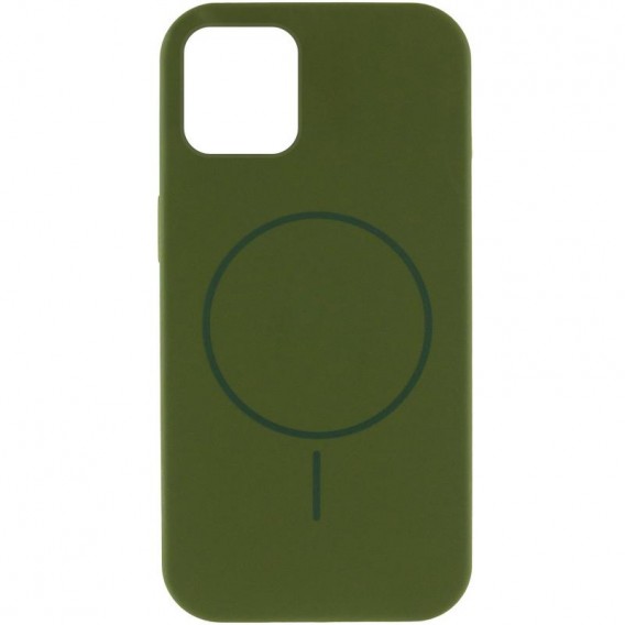 Чохол Silicone Case Full Protective (AA) NO LOGO with MagSafe для Apple iPhone 11 (6.1") Зелений / Dark Olive