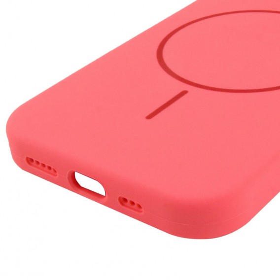 Чохол Silicone Case Full Protective (AA) NO LOGO with MagSafe для Apple iPhone 15 (6.1") Кавуновий / Watermelon red