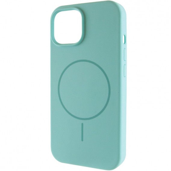 Чохол Silicone Case Full Protective (AA) NO LOGO with MagSafe для Apple iPhone 15 (6.1") Бірюзовий / Light Turquoise