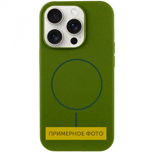 Чохол Silicone Case Full Protective (AA) NO LOGO with MagSafe для Apple iPhone 15 (6.1") Зелений / Dark Olive