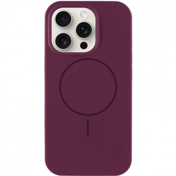 Чохол Silicone Case Full Protective (AA) NO LOGO with MagSafe для Apple iPhone 15 Pro (6.1") Бордовий / Plum