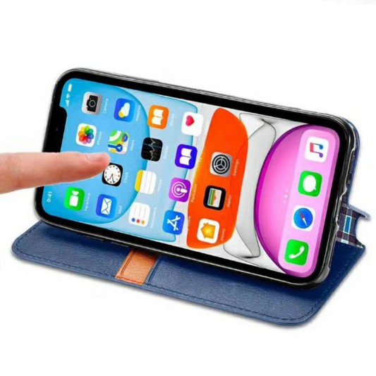 Шкіряний чохол-книжка GETMAN Cubic (PU) для Xiaomi Redmi 9 Синій - зображення 3 