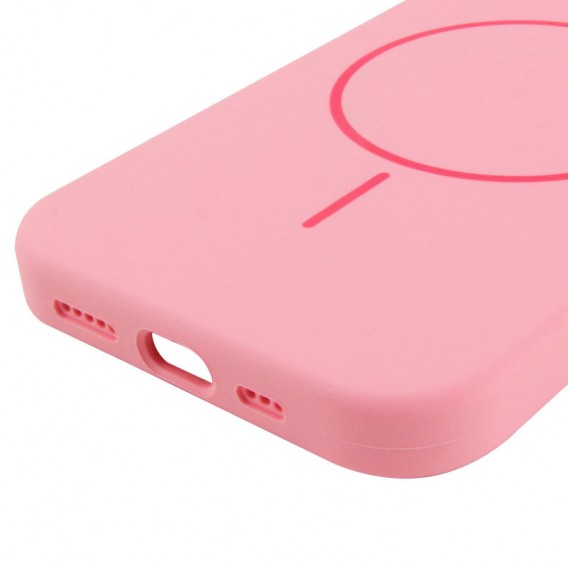 Чохол Silicone Case Full Protective (AA) NO LOGO with MagSafe для Apple iPhone 14 (6.1") Рожевий / Light pink