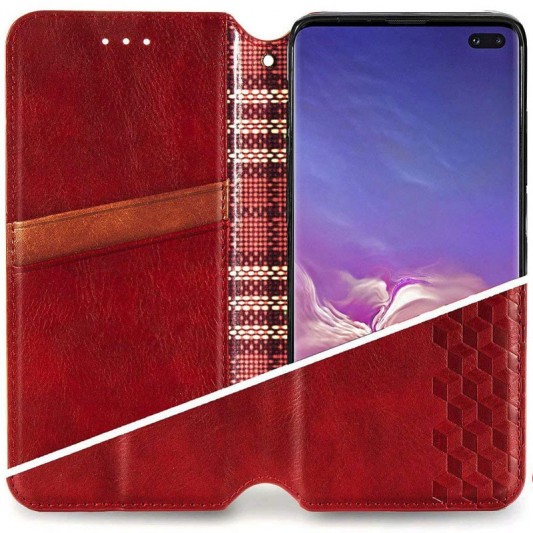 Кожаный чехол-книжка GETMAN Cubic (PU) для Samsung Galaxy A32 4G Красный - изображение 2