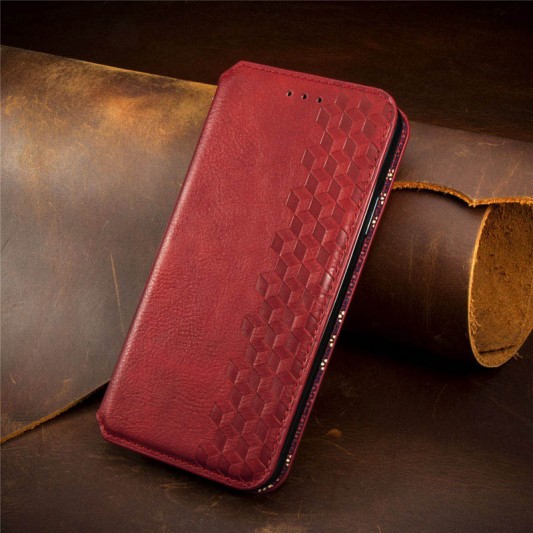 Кожаный чехол-книжка GETMAN Cubic (PU) для Samsung Galaxy A32 4G Красный - изображение 4
