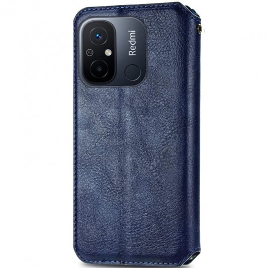 Шкіряний чохол-книжка GETMAN Cubic (PU) для Xiaomi Redmi 12C Синій - зображення 1 