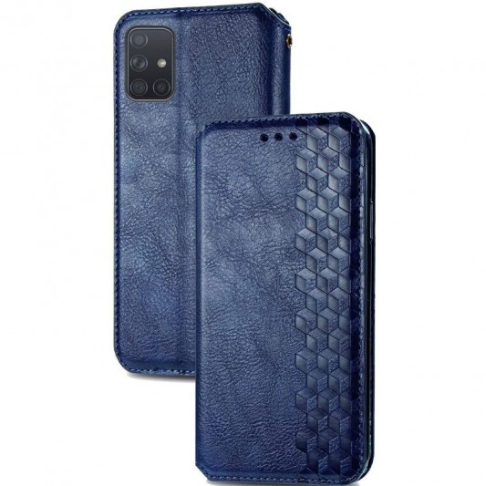 Шкіряний чохол-книжка GETMAN Cubic (PU) для Samsung Galaxy A51 Синій - зображення 1 