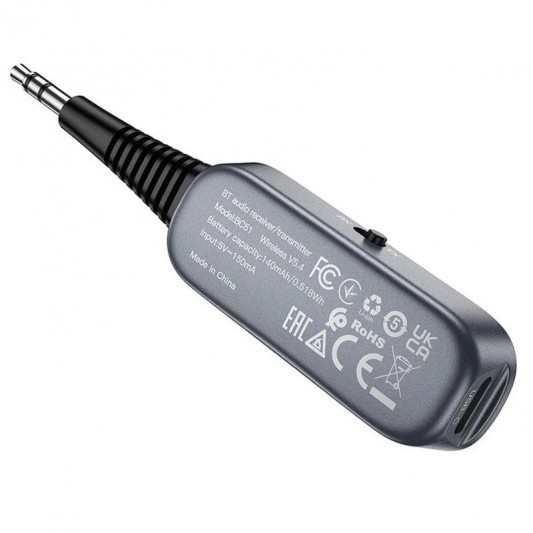 Bluetooth AUX аудио ресивер/трансмиттер BOROFONE BC51 Clear way Metal gray - изображение 2