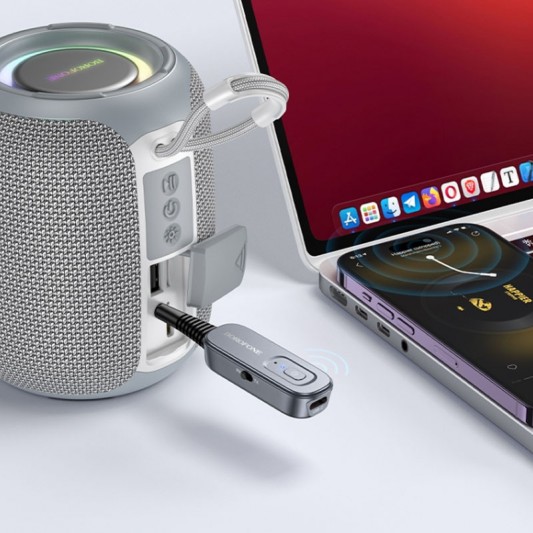 Bluetooth AUX аудио ресивер/трансмиттер BOROFONE BC51 Clear way Metal gray - изображение 4
