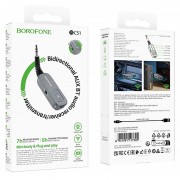Bluetooth AUX аудио ресивер/трансмиттер BOROFONE BC51 Clear way Metal gray
