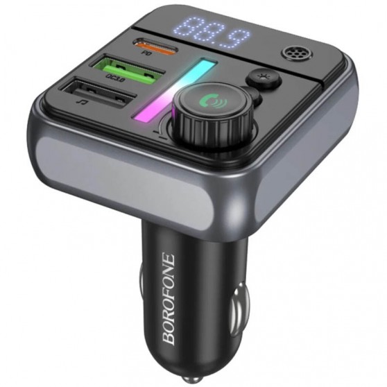 Автомобильное ЗУ с FM модулятор Borofone BC50 Ascenso PD20W+QC3.0 18W (2USB-A/1C) Black