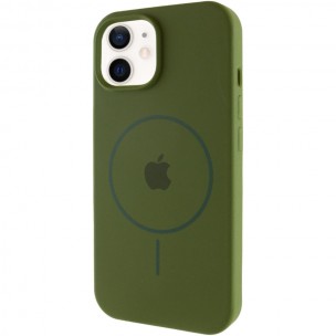 Чехол Silicone Case Full Protective (AA) with MagSafe для Apple iPhone 11 (6.1") Зеленый / Dark Olive