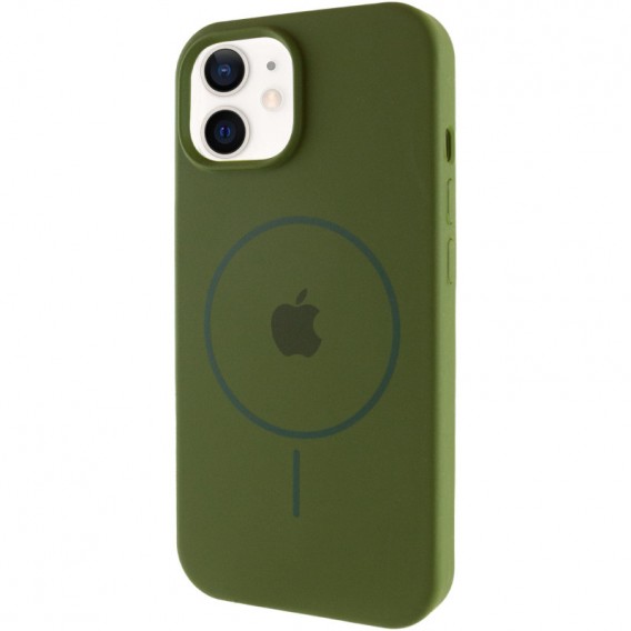 Чохол Silicone Case Full Protective (AA) with MagSafe для Apple iPhone 11 (6.1") Зелений / Dark Olive