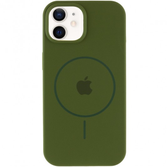 Чохол Silicone Case Full Protective (AA) with MagSafe для Apple iPhone 11 (6.1") Зелений / Dark Olive - зображення 1 