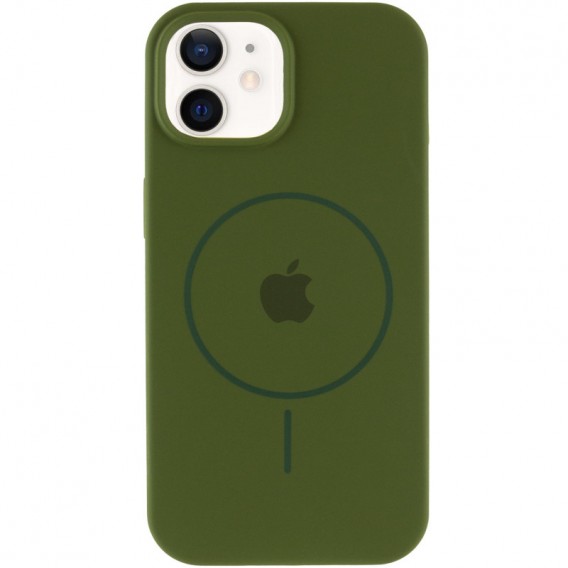 Чохол Silicone Case Full Protective (AA) with MagSafe для Apple iPhone 11 (6.1") Зелений / Dark Olive