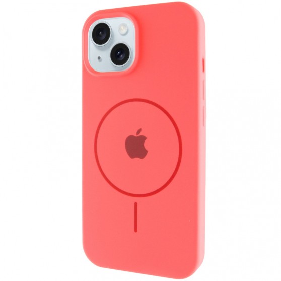 Чохол Silicone Case Full Protective (AA) with MagSafe для Apple iPhone 13 (6.1") Кавуновий / Watermelon red