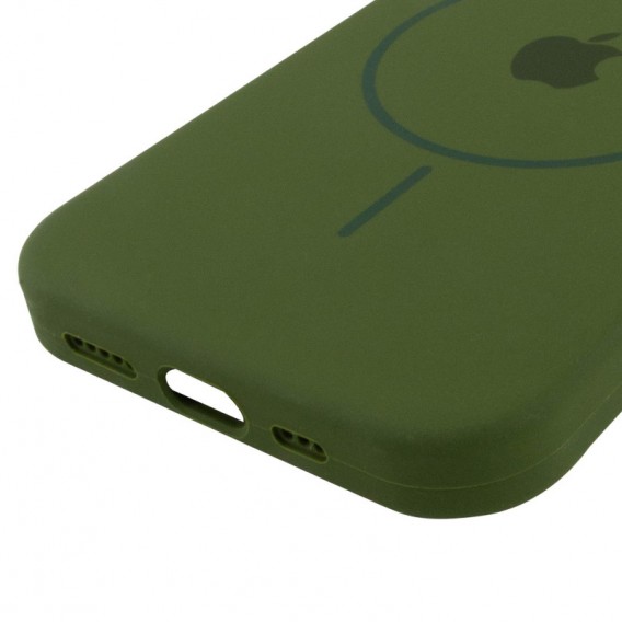 Чехол Silicone Case Full Protective (AA) with MagSafe для Apple iPhone 13 (6.1") Зеленый / Dark Olive