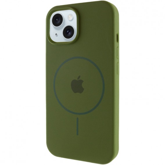 Чехол Silicone Case Full Protective (AA) with MagSafe для Apple iPhone 15 (6.1") Зеленый / Dark Olive