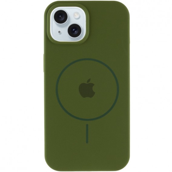 Чехол Silicone Case Full Protective (AA) with MagSafe для Apple iPhone 15 (6.1") Зеленый / Dark Olive