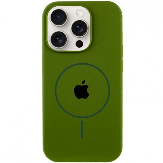 Чохол Silicone Case Full Protective (AA) with MagSafe для Apple iPhone 15 Pro (6.1") Зелений / Dark Olive