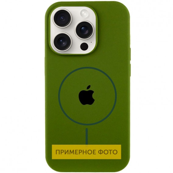 Чохол Silicone Case Full Protective (AA) with MagSafe для Apple iPhone 16 (6.1") Зелений / Dark Olive