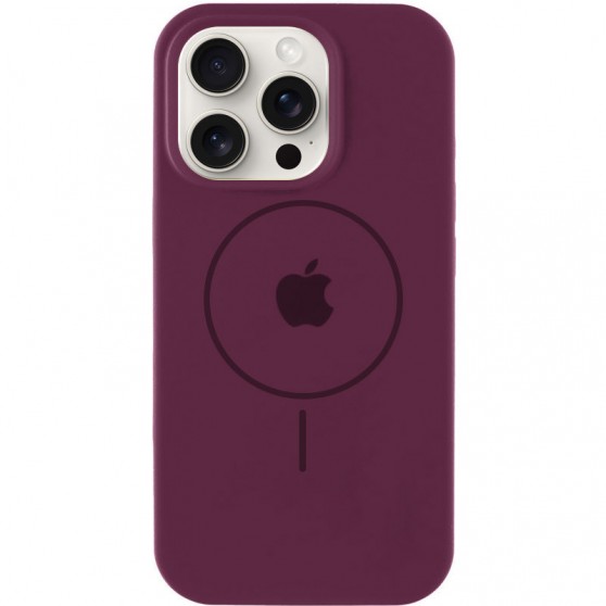 Чехол Silicone Case Full Protective (AA) with MagSafe для Apple iPhone 16 Pro (6.3") Бордовый / Plum