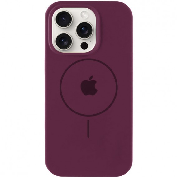 Чохол Silicone Case Full Protective (AA) with MagSafe для Apple iPhone 16 Pro (6.3") Бордовий / Plum