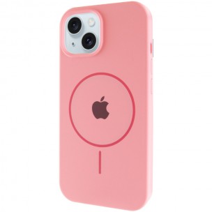 Чехол Silicone Case Full Protective (AA) with MagSafe для Apple iPhone 14 (6.1") Розовый / Light pink