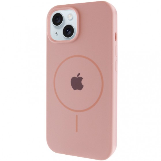 Чехол Silicone Case Full Protective (AA) with MagSafe для Apple iPhone 14 (6.1") Розовый / Pink Sand