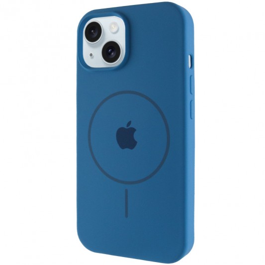 Чехол Silicone Case Full Protective (AA) with MagSafe для Apple iPhone 14 (6.1") Синий / Denim Blue