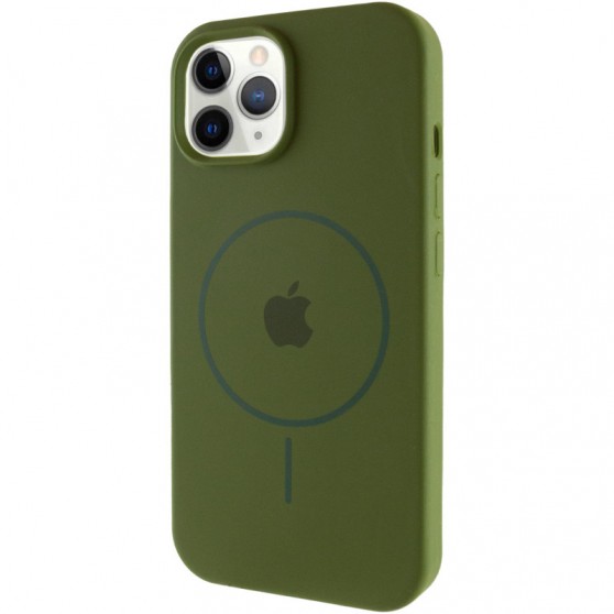 Чохол Silicone Case Full Protective (AA) with MagSafe для Apple iPhone 11 Pro (5.8") Зелений / Dark Olive