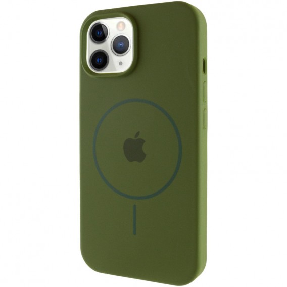 Чохол Silicone Case Full Protective (AA) with MagSafe для Apple iPhone 11 Pro Max (6.5") Зелений / Dark Olive