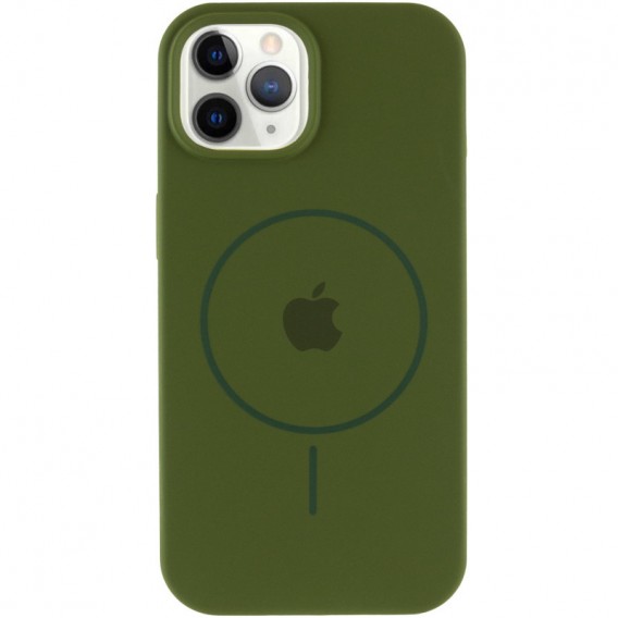 Чохол Silicone Case Full Protective (AA) with MagSafe для Apple iPhone 11 Pro Max (6.5") Зелений / Dark Olive