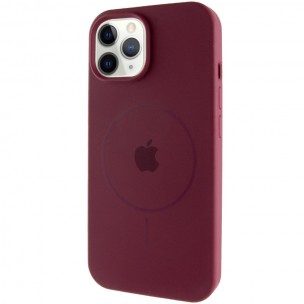 Чехол Silicone Case Full Protective (AA) with MagSafe для Apple iPhone 12 Pro / 12 (6.1") Бордовый / Plum