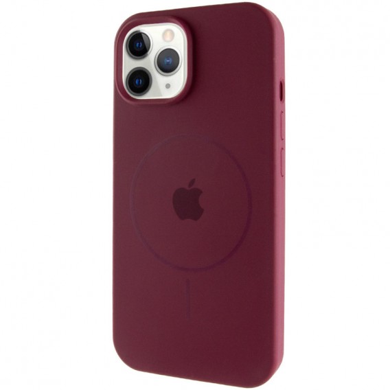 Чехол Silicone Case Full Protective (AA) with MagSafe для Apple iPhone 12 Pro / 12 (6.1") Бордовый / Plum
