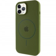 Чехол Silicone Case Full Protective (AA) with MagSafe для Apple iPhone 12 Pro / 12 (6.1") Зеленый / Dark Olive