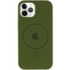 Чохол Silicone Case Full Protective (AA) with MagSafe для Apple iPhone 12 Pro / 12 (6.1") Зелений / Dark Olive