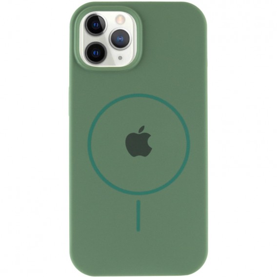 Чохол Silicone Case Full Protective (AA) with MagSafe для Apple iPhone 12 Pro / 12 (6.1") Зелений / Pine green