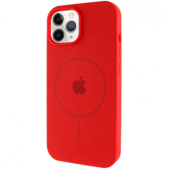 Чехол Silicone Case Full Protective (AA) with MagSafe для Apple iPhone 12 Pro / 12 (6.1") Красный / Red