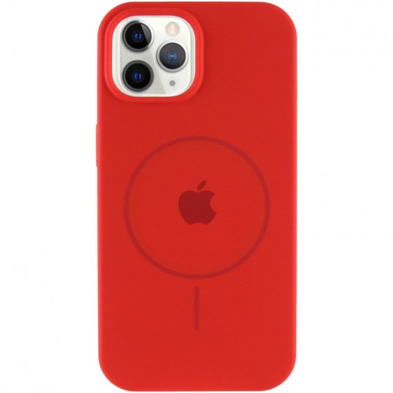 Чехол Silicone Case Full Protective (AA) with MagSafe для Apple iPhone 12 Pro / 12 (6.1") Красный / Red