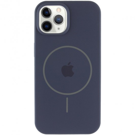 Чехол Silicone Case Full Protective (AA) with MagSafe для Apple iPhone 12 Pro Max (6.7") Темно-синий / Midnight blue - изображение 1